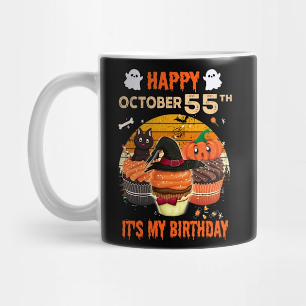 Happy October 55th It's My Birthday Shirt, Born On Halloween Birthday Cake Scary Ghosts Costume Witch Gift Women Men by Everything for your LOVE-Birthday